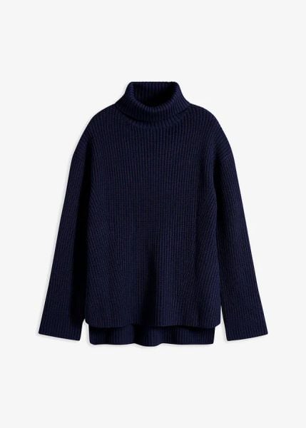 Sweter z golfem, z czystej bawełny. Brązowe golfy bonprix, bez wzorów, z bawełny, bez ramiączek. Za 99.99 zł.