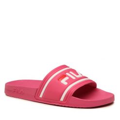 Klapki Fila. Czerwone klapki Fila, bez wzorów, bez obcasa. Za 69.99 zł.