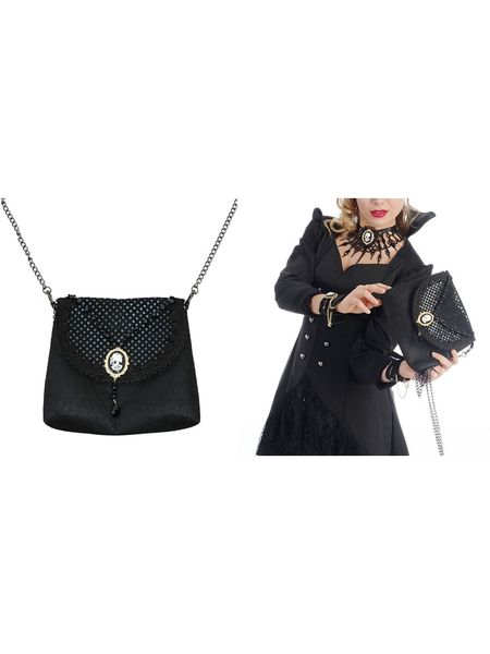 CHAKS Torebka "Gothic" w kolorze czarnym rozmiar: onesize. Czarne torby na ramię CHAKS, z aplikacjami, z materiału, przez ramię, bez dodatków. Za 39.21 zł.