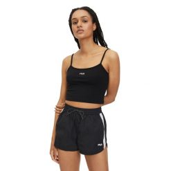 Koszulka damska FILA Loni Cropped Spaghetti. Czarne koszulki sportowe Fila, bez wzorów, bez ramiączek. Za 85.99 zł.