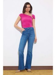 Trendyol Dżinsy - Flare fit - w kolorze niebieskim rozmiar: 32. Niebieskie jeansy Trendyol, bez wzorów, z podwyższonym stanem. Za 104.99 zł.