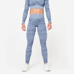 Legginsy fitness damskie Domyos. Niebieskie legginsy sportowe DOMYOS, xs, bez wzorów, z elastanu, na fitness i siłownię. Za 99.99 zł.