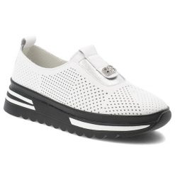 Półbuty damskie S.Barski, ze skóry naturalnej licowej ażurowa cholewka wsuwane gruba podeszwa casual, białe, LR61-7092. Białe półbuty wsuwane S.BARSKI, w ażurowe wzory, ze skóry, casualowe, bez obcasa, na płaskiej podeszwie, bez zapięcia. Za 189.00 zł.