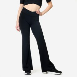 Legginsy fitness damskie Domyos. Czarne legginsy DECATHLON, xl, bez wzorów, z elastanu. Za 129.99 zł.