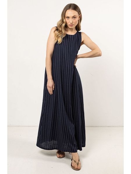 Awama Sukienka w kolorze granatowym rozmiar: L. Niebieskie sukienki Awama, l, bez wzorów, bez kołnierzyka, bez ramiączek, maxi. Za 184.89 zł.