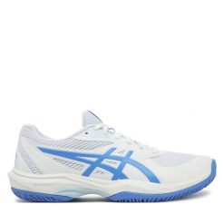 Buty do tenisa Asics. Białe obuwie sportowe Asics, bez zapięcia, tenisowe. Za 249.99 zł.