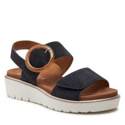 Sandały Ara. Niebieskie sandały Ara, bez wzorów, bez obcasa, na płaskiej podeszwie, bez zapięcia. Za 399.99 zł.