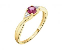 Pierścionek z żółtego złota z diamentami i rodolitem - próba 585. Żółte pierścionki Apart, z diamentem, złote. Za 2,490.00 zł.