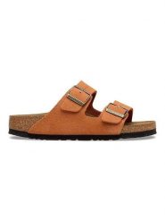 Birkenstock Skórzane klapki "Arizona" w kolorze pomarańczowym rozmiar: 40. Pomarańczowe klapki Birkenstock, bez wzorów, ze skóry, z otwartym noskiem, bez obcasa. Za 412.34 zł.