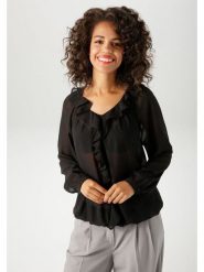 Aniston Bluzka w kolorze czarnym rozmiar: 48. Czarne bluzki Aniston, bez wzorów, bez kołnierzyka, bez ramiączek. Za 69.58 zł.