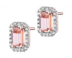 Kolczyki z różowego złota z diamentami i morganitami - próba 585. Czerwone kolczyki Apart, z diamentem, złote. Za 2,759.00 zł.