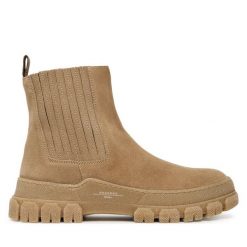 Sztyblety Weekend Max Mara. Brązowe botki Weekend Max Mara, bez wzorów, bez obcasa, na płaskiej podeszwie, bez zapięcia. Za 1,509.00 zł.