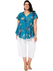 Aller Simplement Bluzka w kolorze niebieskim rozmiar: 42/44. Niebieskie bluzki Aller Simplement, bez wzorów, z bawełny, bez kołnierzyka, bez ramiączek. Za 60.99 zł.