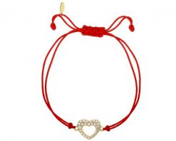 Bransoletka z elementami srebra i cyrkoniami - serce. Bransoletki Apart, z cyrkonią, pozłacane. Za 199.00 zł.