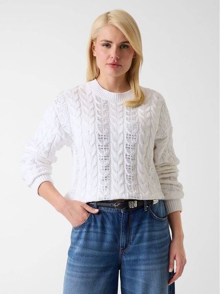 Guess Sweter 183442 Biały Classic Fit. Białe swetry Guess, xl, z aplikacjami, bez ramiączek. Za 524.99 zł.