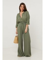 Lin Passion Lniane spodnie w kolorze khaki rozmiar: 36/38. Brązowe spodnie materiałowe Lin Passion, bez wzorów, ze lnu, z standardowym stanem. Za 108.99 zł.