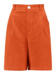 FYNCH-HATTON Lniane bermudy w kolorze pomarańczowym rozmiar: 38. Pomarańczowe szorty Fynch-Hatton, bez wzorów, ze lnu, z podwyższonym stanem. Za 121.99 zł.