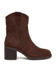 JENNY Botki CEO-HYF2T651S-1 Brązowy. Brązowe botki Jenny, bez wzorów, z materiału, bez obcasa, na słupku, bez zapięcia. Za 169.99 zł.