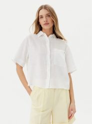 Tommy Hilfiger Koszula WW0WW44720 Biały Relaxed Fit. Białe koszule TOMMY HILFIGER, bez wzorów, ze lnu, bez kołnierzyka, bez ramiączek. Za 339.99 zł.