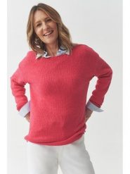 TATUUM Sweter "Alya" w kolorze koralowym rozmiar: XL. Czerwone swetry Tatuum, xl, bez wzorów, ze splotem, bez ramiączek. Za 170.87 zł.
