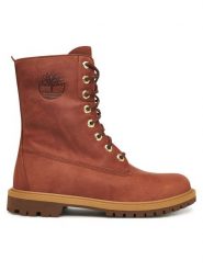 Timberland Trzewiki Premium 8-Inch Waterproof TB0A43MXEM41 Brązowy. Brązowe botki Timberland, bez wzorów, ze skóry, bez obcasa, na płaskiej podeszwie, bez zapięcia. Za 899.99 zł.