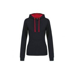 Bluza damska z kapturem Kariban Contrastée. Czarne bluzy KARIBAN, bez wzorów, z kapturem. Za 192.50 zł.