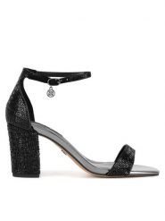 Nine West Sandały WFA3032-1 Czarny. Czarne sandały Nine West, bez wzorów, z materiału, bez obcasa, na słupku, bez zapięcia. Za 249.99 zł.