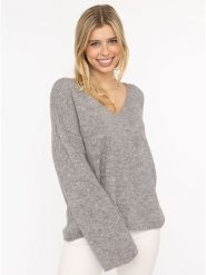 Zwillingsherz Sweter w kolorze szarym rozmiar: XL. Szare swetry Zwillingsherz, xl, bez wzorów, ze splotem, bez ramiączek. Za 131.43 zł.