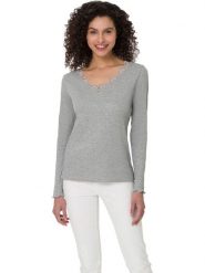 Heine Koszulka w kolorze szarym rozmiar: 36. Szare bluzki Heine, bez wzorów, z bawełny, bez kołnierzyka, bez ramiączek. Za 52.30 zł.