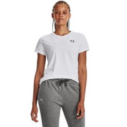 Koszulka fitness damska Under Armour Sportstyle LC. Białe bluzki Under Armour, s, bez wzorów, sportowe, bez kołnierzyka, bez ramiączek. Za 129.99 zł.