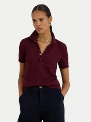 LAUREN RALPH LAUREN Polo 200679219108 Bordowy Regular Fit. Czerwone koszulki polo Lauren Ralph Lauren, s, bez wzorów, z bawełny, bez kołnierzyka, bez ramiączek. Za 379.99 zł.