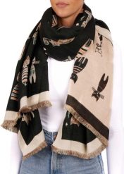 X2 Szalik Cashmirillo 70 x 200 cm - wzór w koty - Czarny. Brązowe szaliki X2, na jesień, bez wzorów, z kaszmiru. Za 119.00 zł.