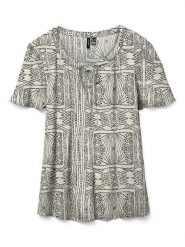Vero Moda Bluzka w kolorze kremowo-czarnym rozmiar: XS. Brązowe bluzki Vero Moda, s, bez wzorów, z wiskozy, klasyczne, bez kołnierzyka, bez ramiączek. Za 43.99 zł.