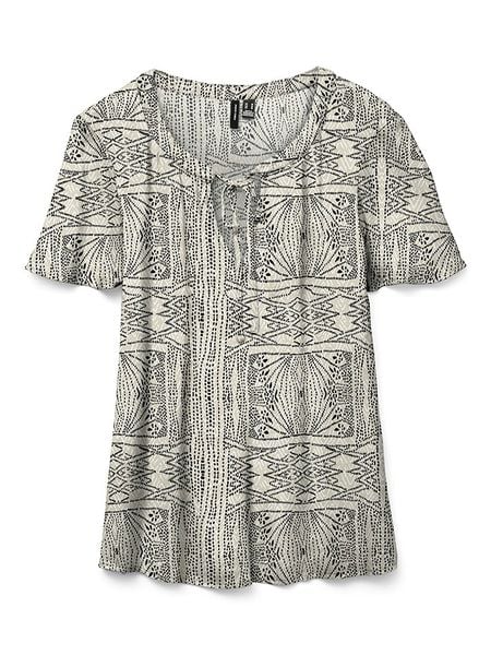 Vero Moda Bluzka w kolorze kremowo-czarnym rozmiar: XS. Brązowe bluzki Vero Moda, s, bez wzorów, z wiskozy, klasyczne, bez kołnierzyka, bez ramiączek. Za 48.05 zł.