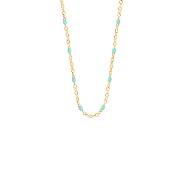 Naszyjnik 42+5 cm, miętowa emalia, pozłacany. Żółte naszyjniki Lilou, pozłacane. Za 149.00 zł.