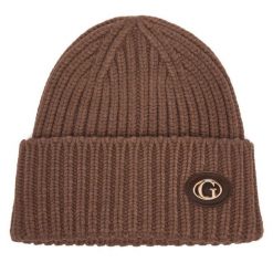Czapka Guess. Brązowe czapki Guess, z aplikacjami. Za 154.99 zł.