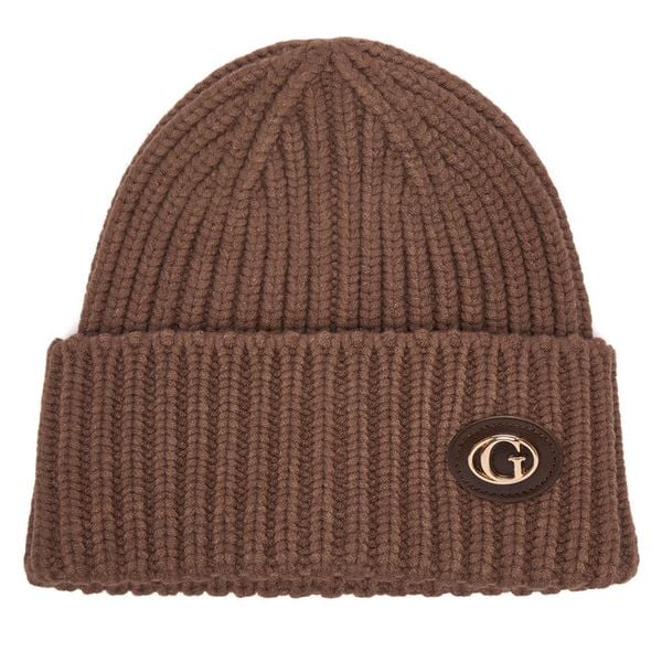 Czapka Guess. Brązowe czapki Guess, z aplikacjami. Za 154.99 zł.