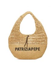 Patrizia Pepe Torebka 2B0120/V039 Beżowy. Brązowe shopper Patrizia Pepe, bez wzorów, z tworzywa sztucznego, bez dodatków. Za 869.99 zł.