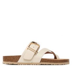 Japonki Tamaris. Białe klapki Tamaris, bez wzorów, bez obcasa. Za 329.99 zł.