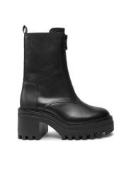 Calvin Klein Jeans Botki Chunky Heeled Zip YW0YW01541 Czarny. Czarne botki Calvin Klein Jeans, bez wzorów, z jeansu, bez obcasa, na słupku, bez zapięcia. Za 749.99 zł.