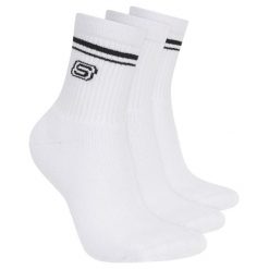 Skarpetki sportowe dla dorosłych 3pk Wpk Wmn Ls Low Crew. Białe skarpety Skechers, bez wzorów, z bawełny. Za 79.99 zł.