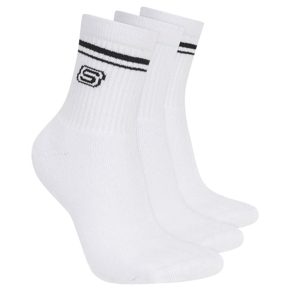 Skarpetki sportowe dla dorosłych 3pk Wpk Wmn Ls Low Crew. Białe skarpety Skechers, bez wzorów, z bawełny. Za 79.99 zł.
