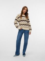 Vero Moda Sweter w kolorze beżowo-brązowym rozmiar: XS. Brązowe swetry Vero Moda, s, bez wzorów, z materiału, bez ramiączek. Za 73.93 zł.