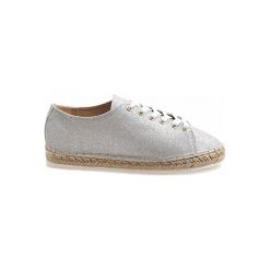 Szare Srebrne espadryle sznurowane 831-1. Szare espadryle ButyModne, z aplikacjami, z syntetyku, bez obcasa, bez zapięcia. Za 74.49 zł.