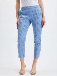 Orsay Spodnie w kolorze błękitno-czarnym rozmiar: 36. Niebieskie spodnie materiałowe Orsay, bez wzorów, z materiału, z podwyższonym stanem. Za 65.85 zł.