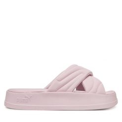 Klapki Puma. Czerwone klapki Puma, bez wzorów, bez obcasa. Za 189.99 zł.