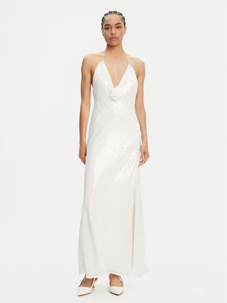 Bardot Sukienka wieczorowa Aradia 59278DB5 Biały Regular Fit. Białe sukienki Bardot, bez wzorów, z syntetyku, wizytowe, bez kołnierzyka, bez ramiączek. Za 499.99 zł.