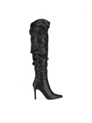 DeeZee Kozaki HY197-12 Czarny. Czarne kozaki DeeZee, z materiału, bez obcasa, na szpilce, bez zapięcia. Za 249.99 zł.