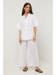 Lin Passion Lniana koszula w kolorze białym rozmiar: 34/36. Białe koszule Lin Passion, bez wzorów, ze lnu, klasyczne, bez kołnierzyka, bez ramiączek. Za 143.99 zł.