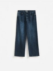 Jeansy wide leg z wysokim stanem - niebieski. Niebieskie jeansy Reserved, bez wzorów, z podwyższonym stanem. Za 199.99 zł.
